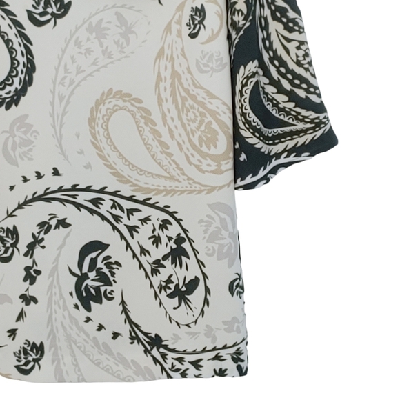 BCBG MAXAZRIA Beige brown paisley boho bell sleeves tunic dress - Picture 2 of 12